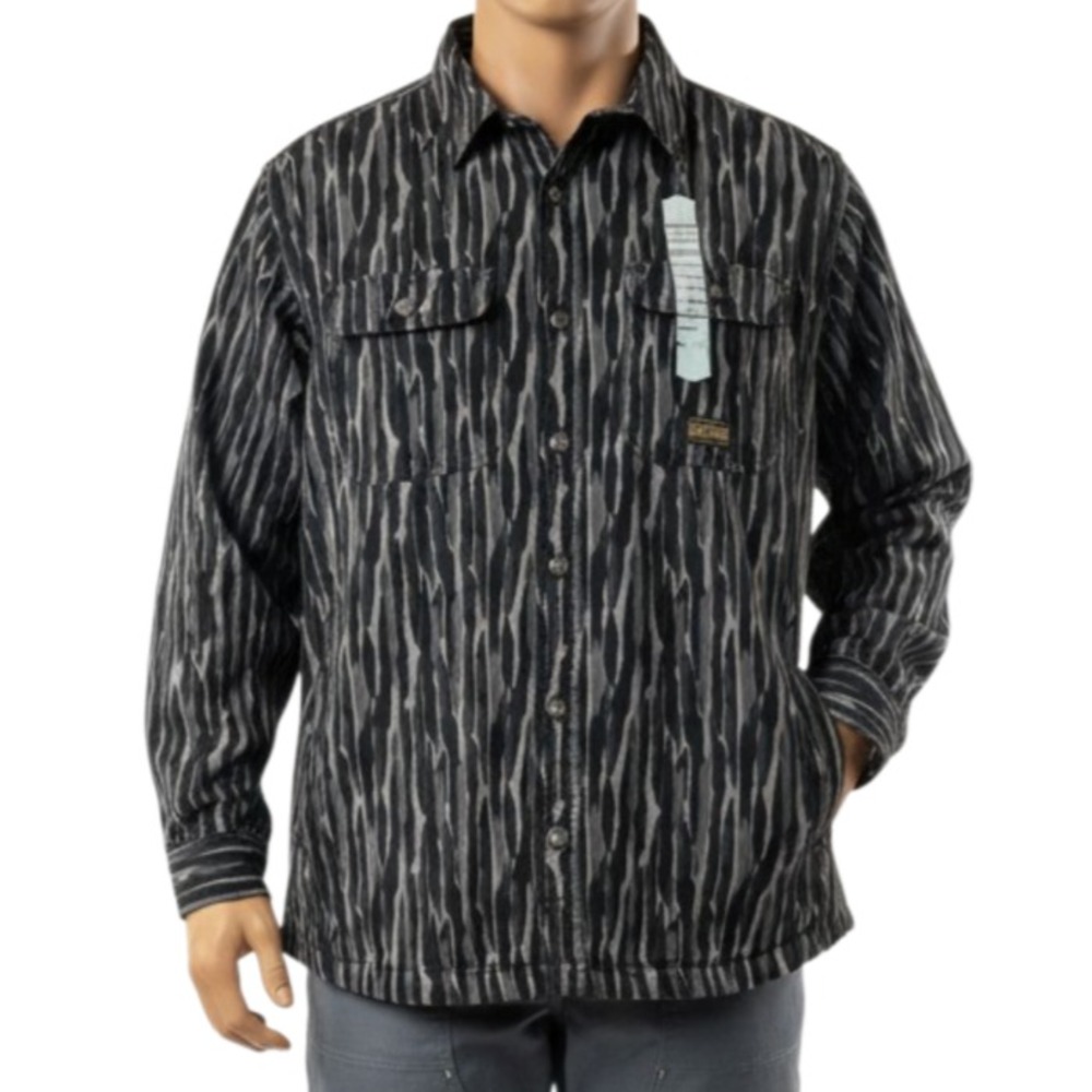 Duluth Trading Fire Hose Shirt Jac 2XL Dark Tree Bark Camo Workwear Shacket NWT